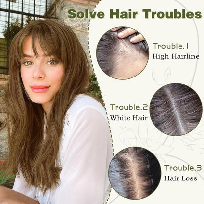 Clip in Bangs 100% Human Hair Toppers 360°3D Hair Pieces Clip On Air Bangs Extensions