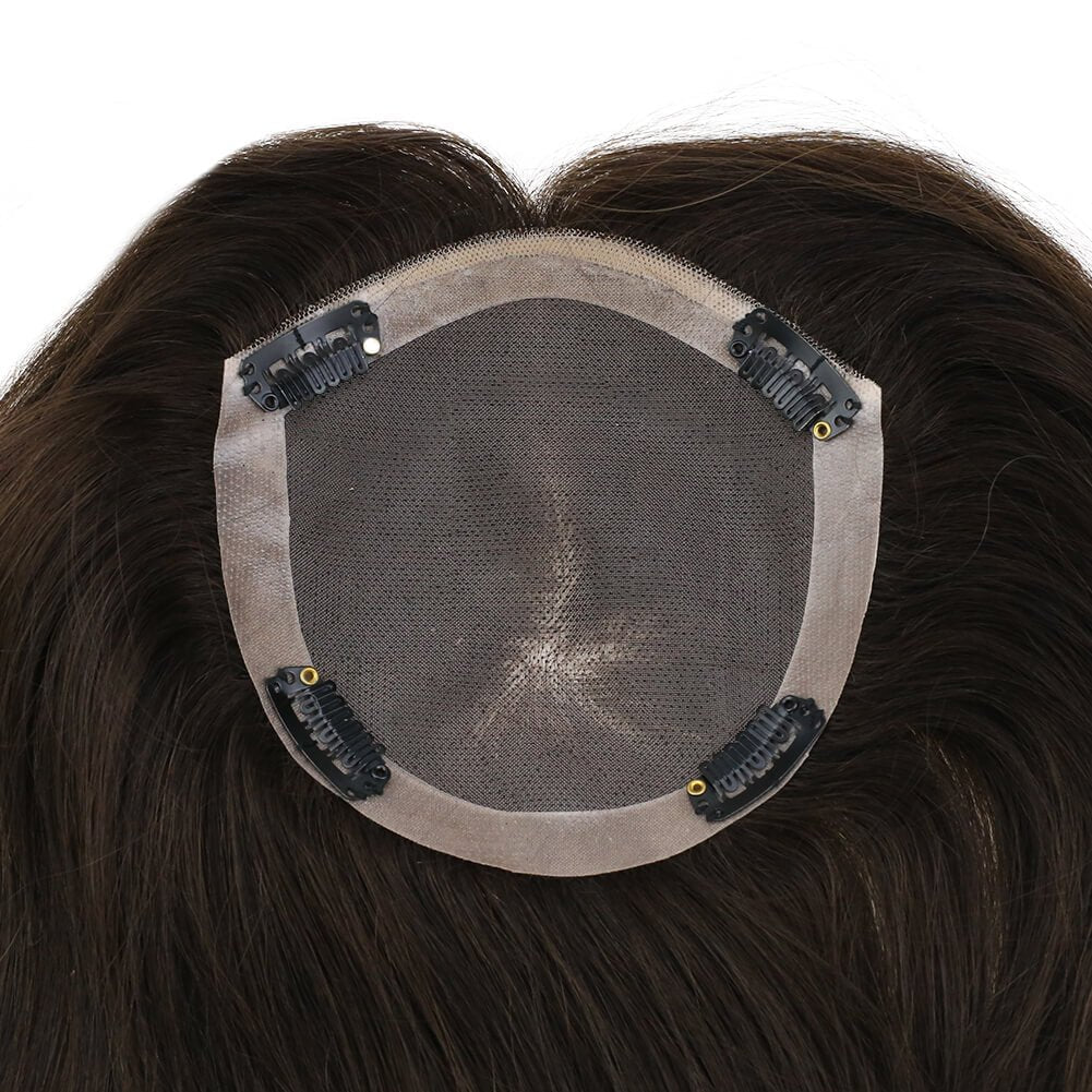 5"*5" Base Hair Topper Remy Real Human Hair Pieces Dark Brown(#2)