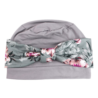 Bohemian style printed flat top knotted headscarf hat, fashionable home hat, confinement hat, toe cap JDT-532A