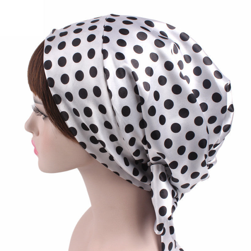 Cross-border source satin printed turban women's bandage turban hat pastoral style streamer braid hat TJM-226