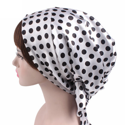 Cross-border source satin printed turban women's bandage turban hat pastoral style streamer braid hat TJM-226
