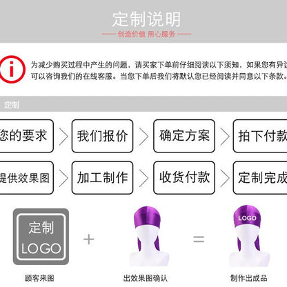 LOGO printing satin nightcap wide brimmed hair band round hat turban hat beauty salon home hat TJM-301