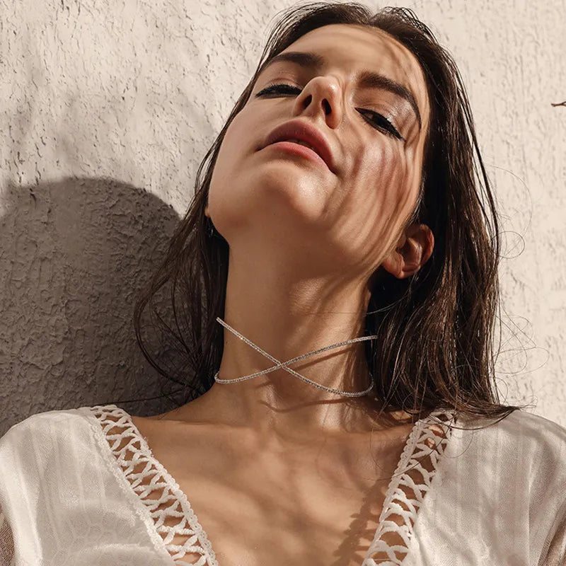 Cross Diamante Choker