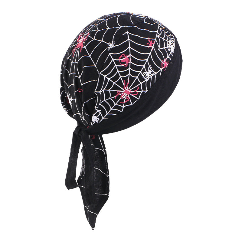New Flame Print Pirate Hat for Men and Women, Hip-Hop Street Dance Ribbon Headwrap, Cycling Hat Jdd-09E