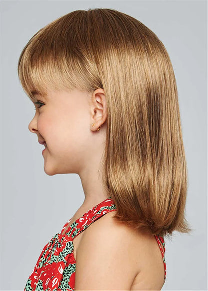 Kids Wig Natural Straight Human Hair With Bangs Child Wig 16 Inches
