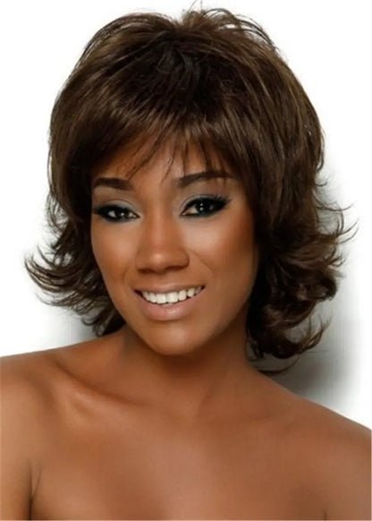 African American Layered Shoulder Length Synthetic Hair Capless Wig 14Inches