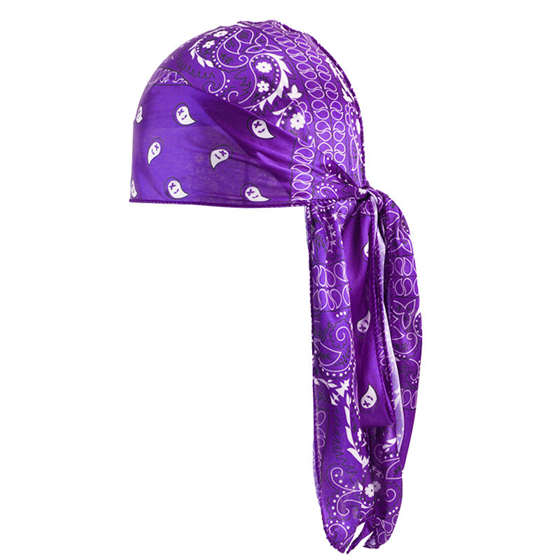 European and American Fashion Cashew Flower Amoeba Printing Silk Thin Pirate Hat Strap Tapes JDT-05-3J