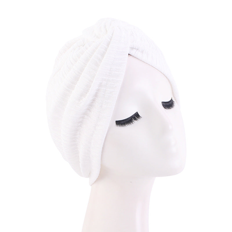 Cross Border Solid Color Bubble Cotton Cross Twisted Cap Women's Stretch Ethnic Bag Cap Indian Cap JDT-163D