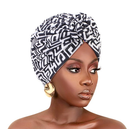 Amazon European and American ethnic style plate Flower headscarf cap elastic printing Indian cap chemotherapy cap TJM-342B