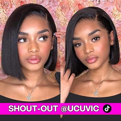 8 Inch Short Bob Wig Human Hair HD Lace Front Wigs For Black Women Side Part Glueless Pre Plucked Frontal Bob Wig