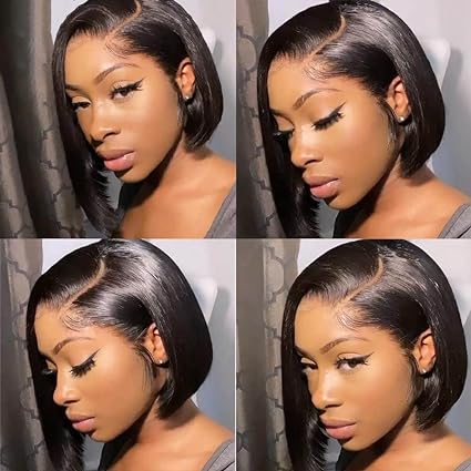 8 Inch Short Bob Wig Human Hair HD Lace Front Wigs For Black Women Side Part Glueless Pre Plucked Frontal Bob Wig