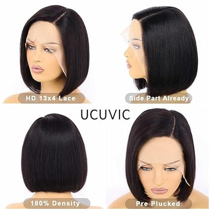 8 Inch Short Bob Wig Human Hair HD Lace Front Wigs For Black Women Side Part Glueless Pre Plucked Frontal Bob Wig