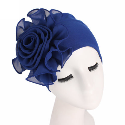 Large Floral Double-Layer Headscarf Hat, Hair Protection and Anti-Hair Loss Cap Tjm-295