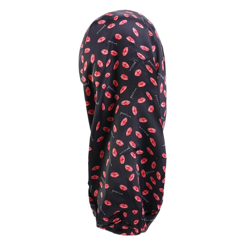 Stretch Hair Band Satin Print Long Tube Hat Long Hair Nightcap Turban Hat