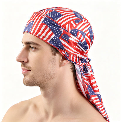 Cross-Border New Style Imitation Silk Camouflage Headscarf Hat, Long-Tailed Pirate Hat, Tie-On Head Wrap Hat Tjm-05-3H