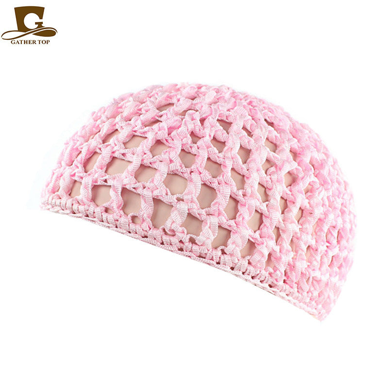 Solid Color Hand Crocheted Hair Care Mesh Hair Cover Headgear Nightcap Breathable FW-11