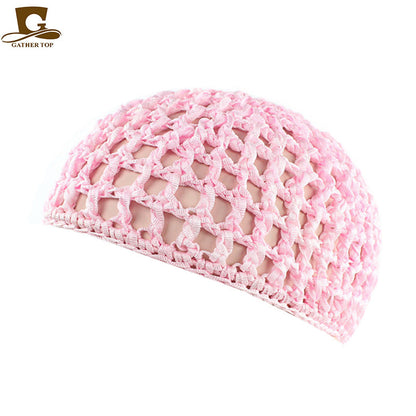 Solid Color Hand Crocheted Hair Care Mesh Hair Cover Headgear Nightcap Breathable FW-11