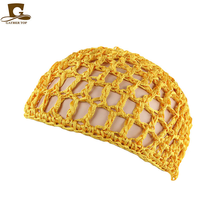 Solid Color Hand Crocheted Hair Care Mesh Hair Cover Headgear Nightcap Breathable FW-11