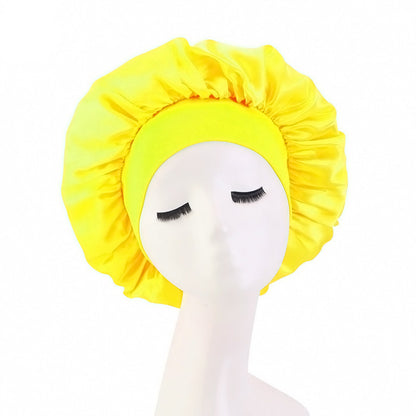 LOGO printing satin nightcap wide brimmed hair band round hat turban hat beauty salon home hat TJM-301