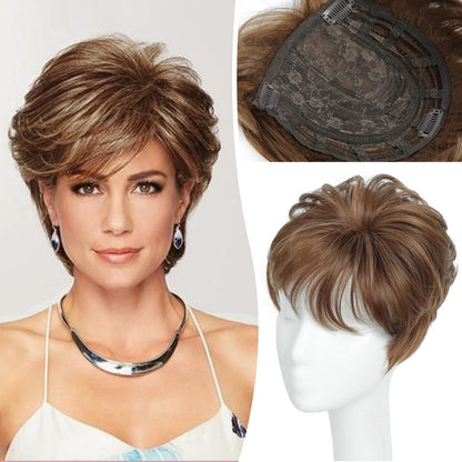 Hair Topper Short Pixie Cut Pieces for Women with Thinning Human Hair Wigs