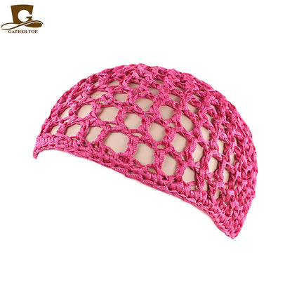 Solid Color Hand Crocheted Hair Care Mesh Hair Cover Headgear Nightcap Breathable FW-11