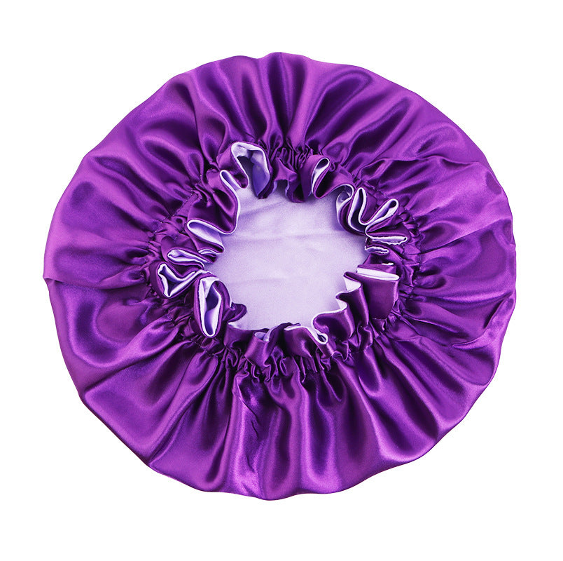 Auricularie Edge Color Solid Color Double Layer Nightcap Contrast Color Tapis Hat Silk Beauty Care Cap JDB-443A-2