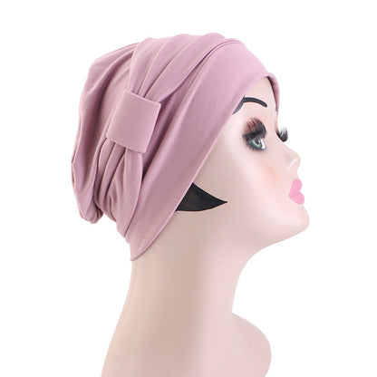 European and American popular solid color flat top knotted headscarf hat simple home hat confinement hat toe cap JDT-532
