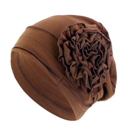 Cross-border new cotton flower elastic turf cap pullover cap moon cap chemotherapy cap JDT-417B