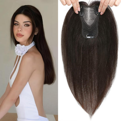 Hair Toppers for Women Real Human Hair 360° No Bangs Upgrade Lace Base Human Hair Toppers