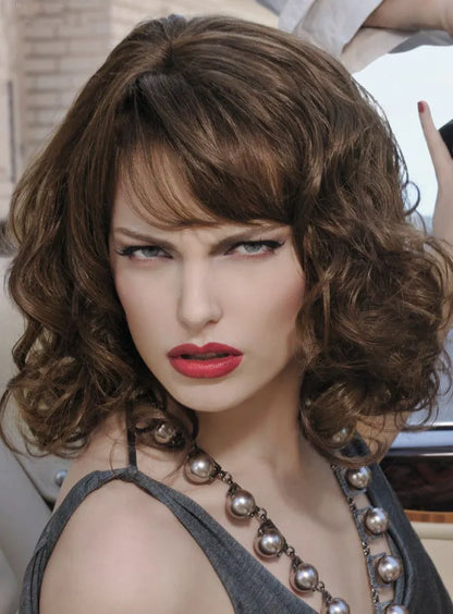 Fashion Medium Bob Hairstyle 14 Inches Big Curly 100% Human Hair Wig