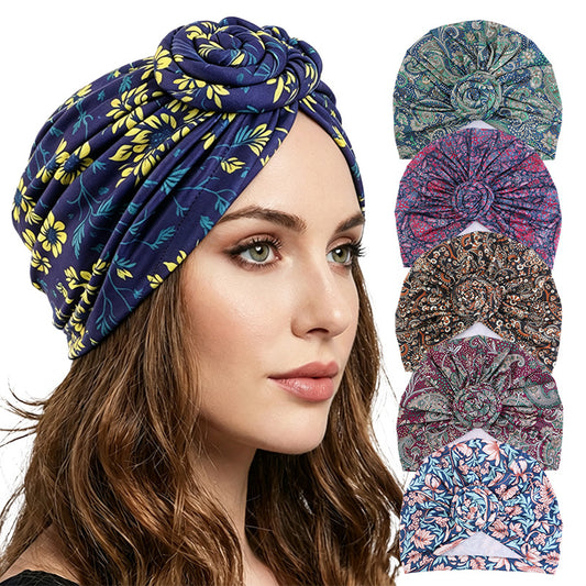New Bohemian style snail plate flower headscarf hat, toe cap, printed clothing hat JDT-342F