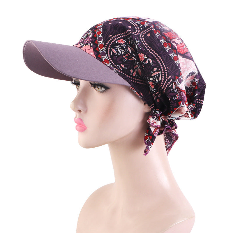 New Style Printed Brimmed Triangle Headscarf Hat, Outdoor Sunshade Head Wrap Cloth Hat Jdt-234P
