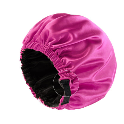 Satin nightcap invisible flat adjustable buckle artificial silk double-layer round hat shower cap beauty hair hat