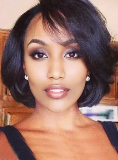 Cute Medium Wavy Lace Front Human Hair Wig 10 Inches