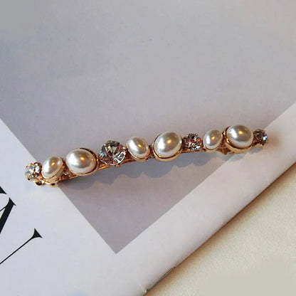 Women's Korean Style Pearl Inlaid Technic Barrette Hair Accessories For Prom Wedding Party Gift