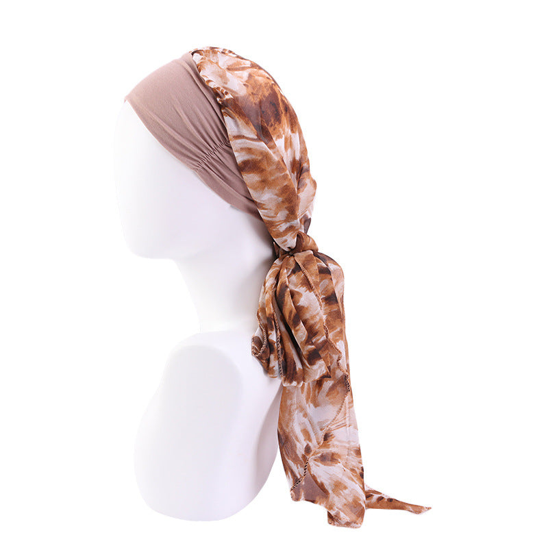 Elastic cotton hair band scarf hat chiffon ribbon headscarf cap toe cap all-match clothing hat