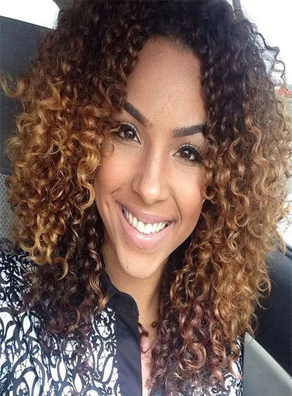 Curly Ombre 3 Tone Human Hair Weave 1 PC