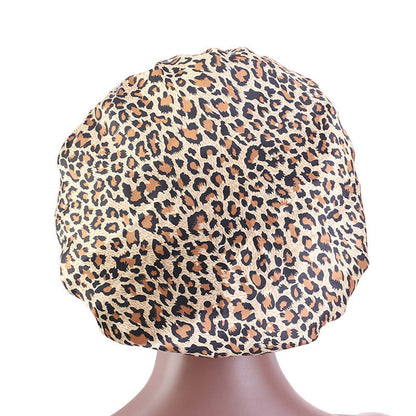 Printed wide-brimmed elastic hair band nightcap satin hair shower cap round cap Amazon hot sale toe cap TJM-301A