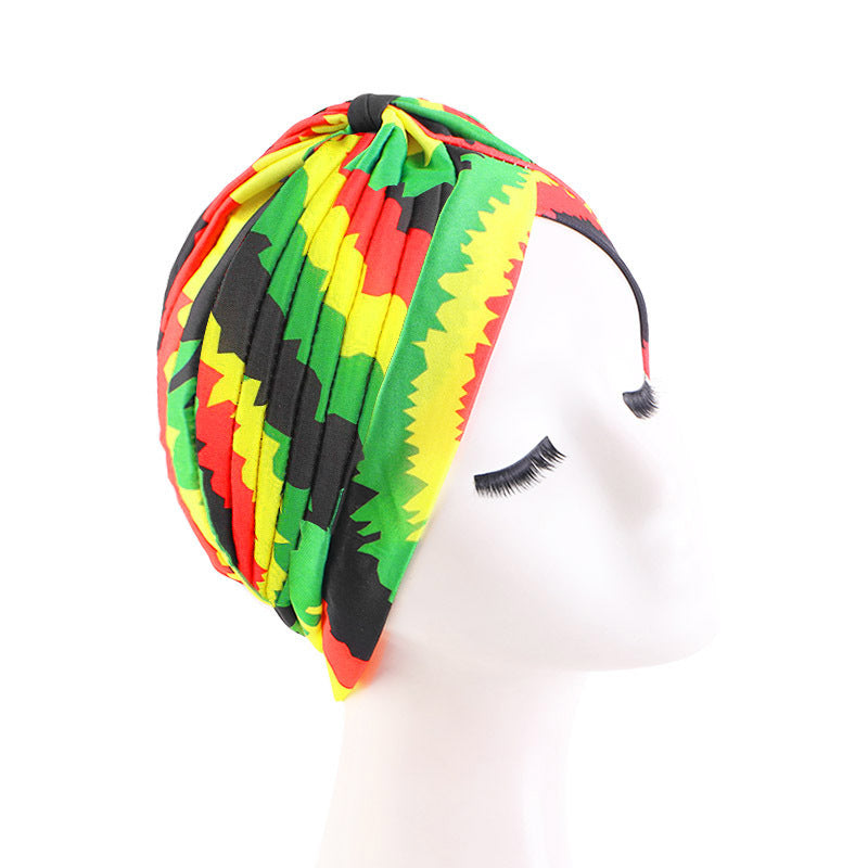 Tie-Dyed Pleated Turban Hat, Indian Hat, Base Hat, Head Wrap Hat Tjm-45