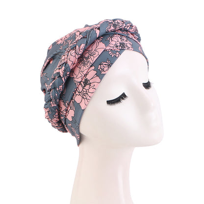 Cross-border New Printed Twist Braid Double Cross Twist Hat Bohemian Style Small Hat Stretch Baotou Hat