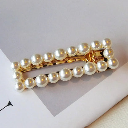 Women's Korean Style Pearl Inlaid Technic Barrette Hair Accessories For Prom Wedding Party Gift