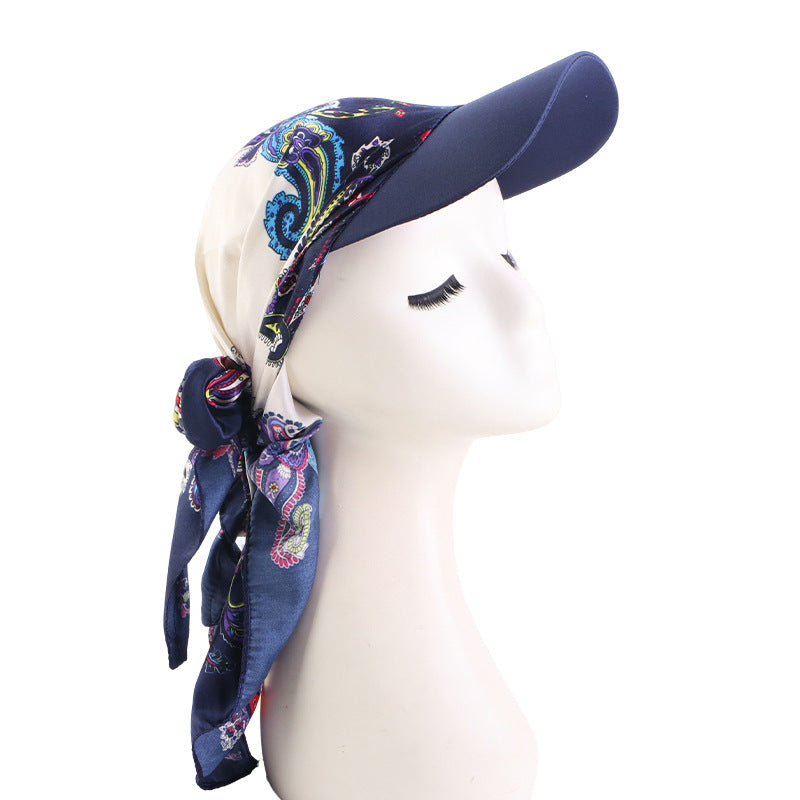 New Satin Square Scarf Hat with Brim, Outdoor Sunshade Turban Hat, Sunshade Cloth Hat Jdt-234J