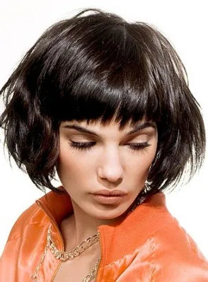 Wavy Bob Hair Cut Human Hair Capless Wigs