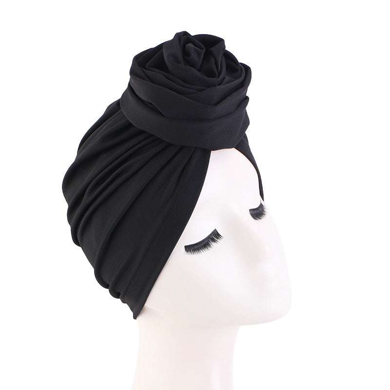 Cross-Border E-Commerce Supply Source: Rose Flower Elastic Headscarf Hat, Ethnic Hat, Head Wrap Hat Jdt-480