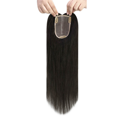 3*5inch Mono Hair Topper Remy Human Hair Natural Black (#1B) Wigs Hair Piece