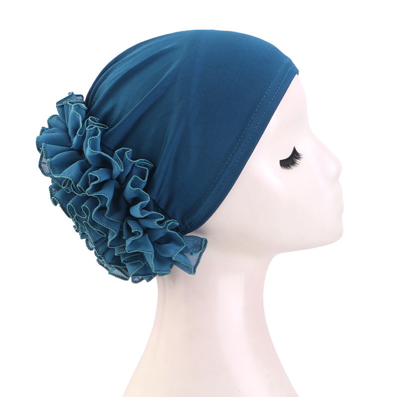 Amazon Cross-Border Hat Chiffon Large Floral Headscarf Hat Hair Loss Cap Head Wrap Postpartum Hat Jdt-504