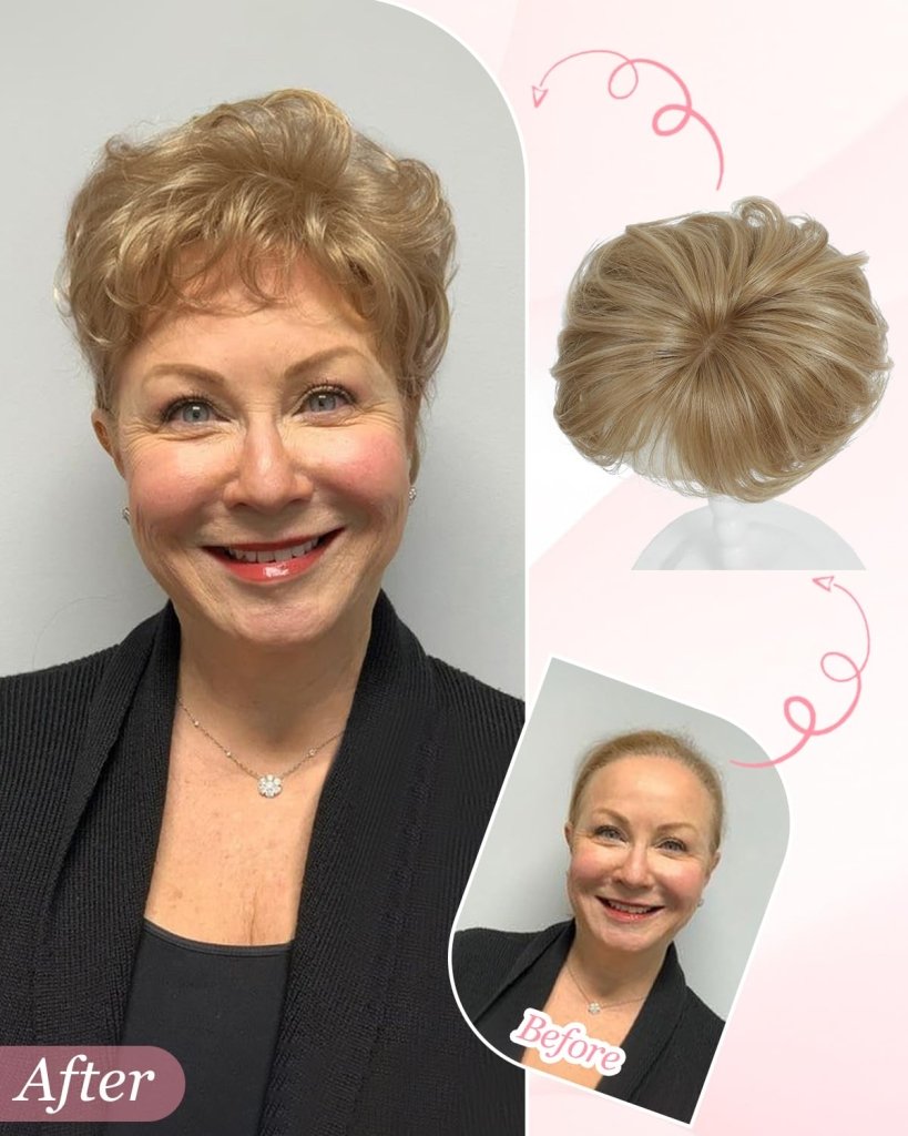 Hair Topper Short Pixie Cut Pieces for Women with Thinning Human Hair Wigs