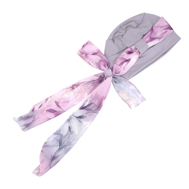 New European and American printed wide edge ribbon headband hat for outdoor tourism, beach headscarf, cross-border hat JDT-531
