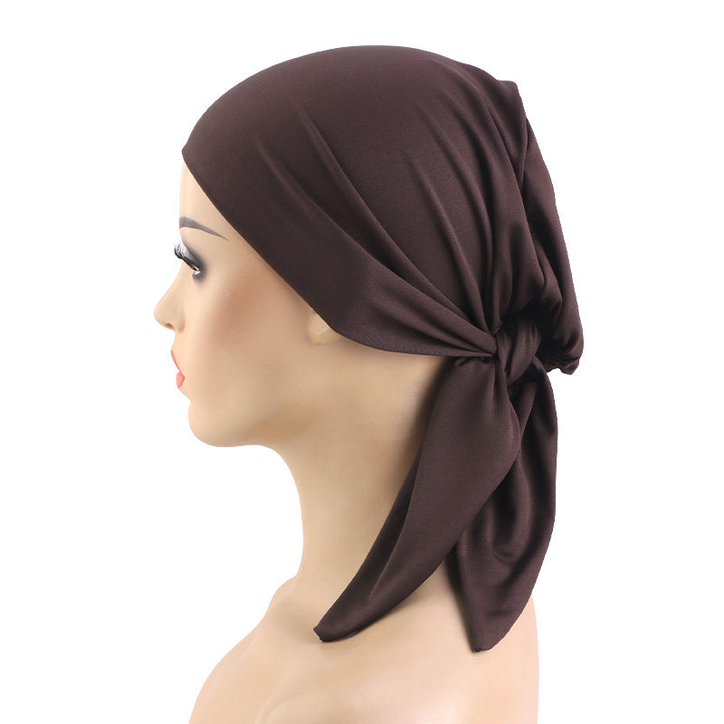 Cross border new solid color double-layer elastic ribbon headscarf cap strap headband hair care cap JDT-29