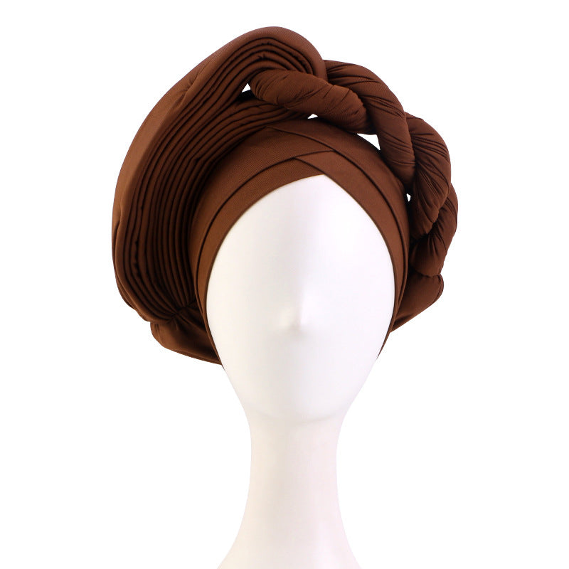 Cross-Border New African Stereo Sponge Twist Hat Turban Hat Cross Ethnic Hat Baotou Hat Jdt-497A